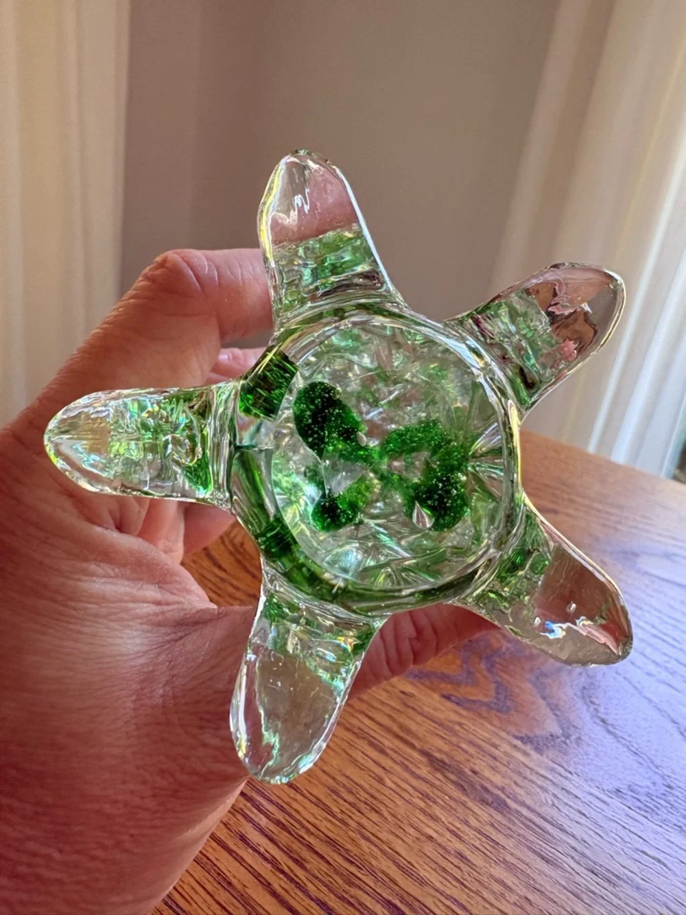 Vintage Glass Decorative Christmas Tree - Clear with Green Accents